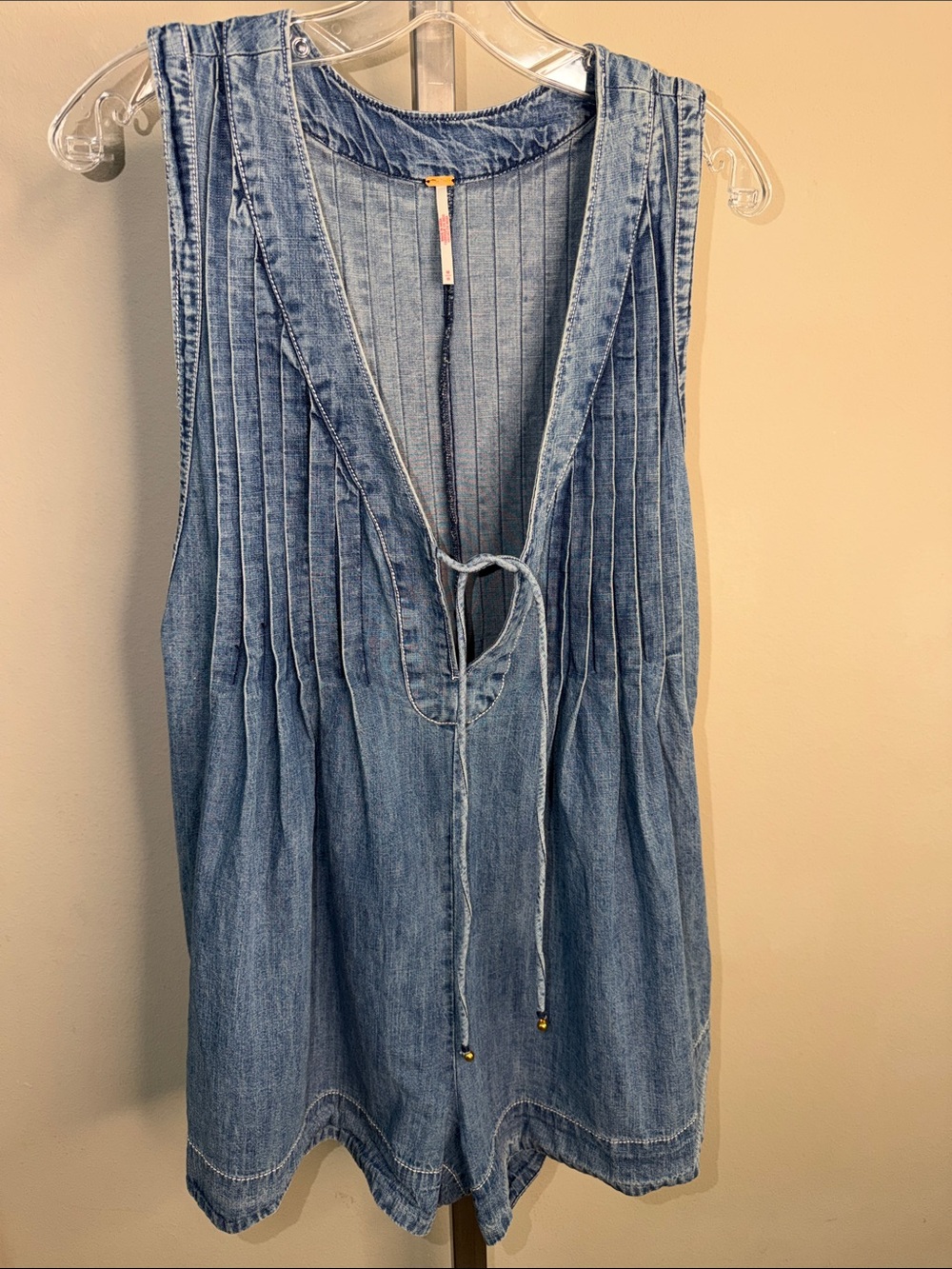 EUC We the Free Webster Denim Romper by Free People Medium - Picture 3 of 6